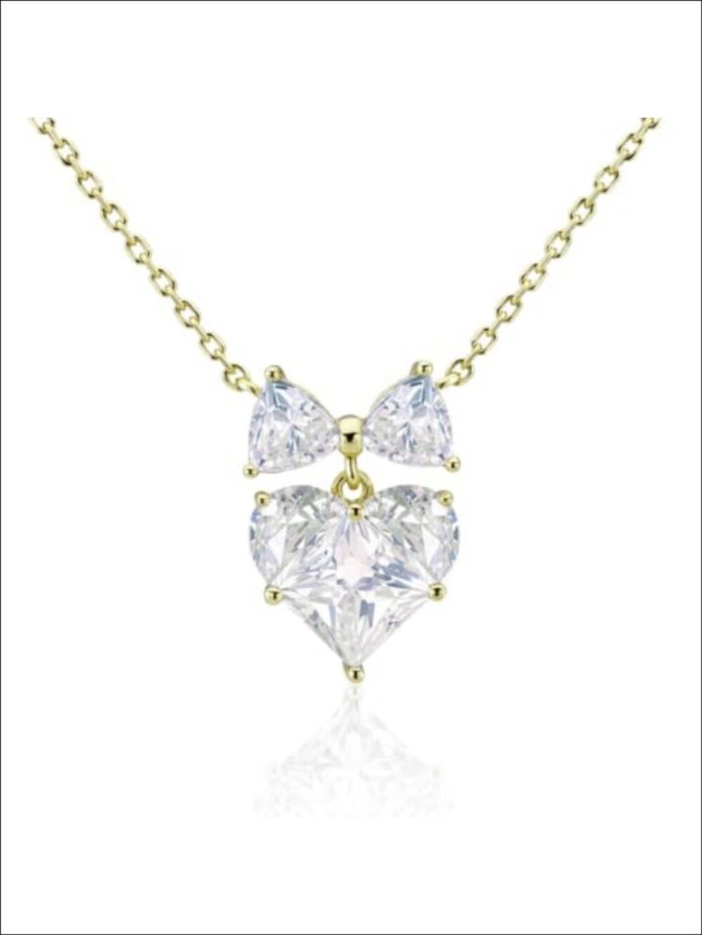 1.3CT Moissanite Heart Bow Pendant Necklace 925 Sterling Silver